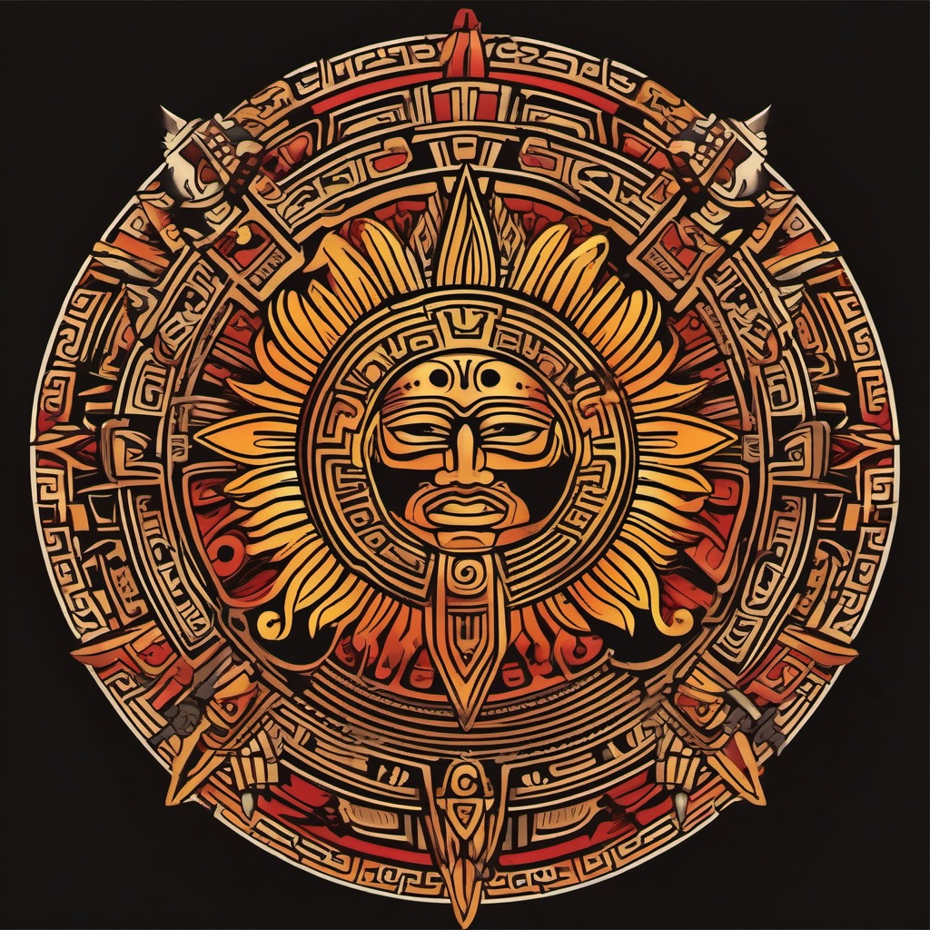 aztec sun god tattoo  simple vector color tattoo