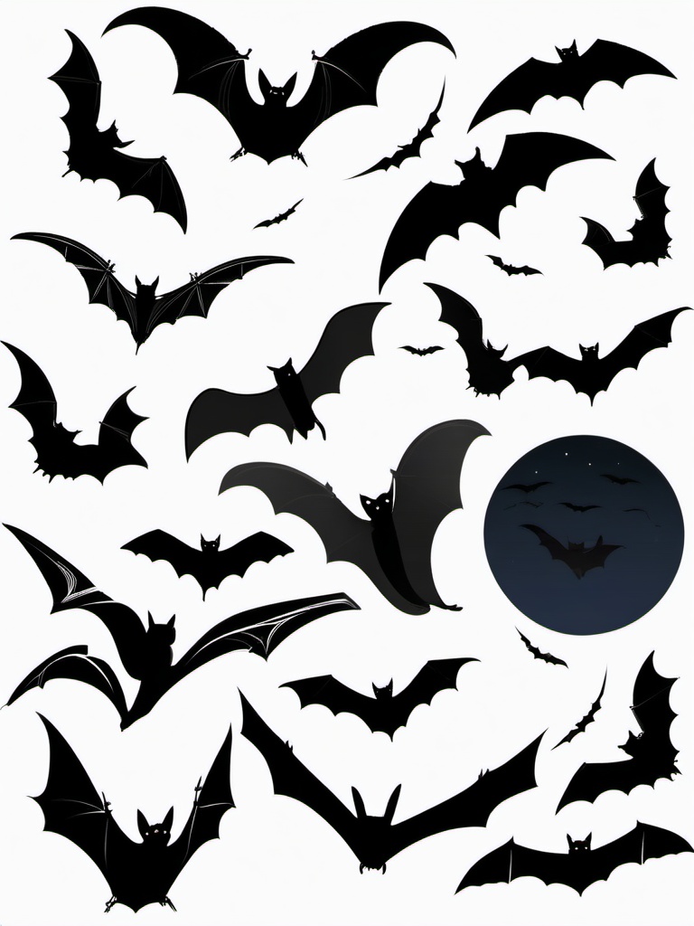 Bat Clipart, Mysterious bats flying in the night. 