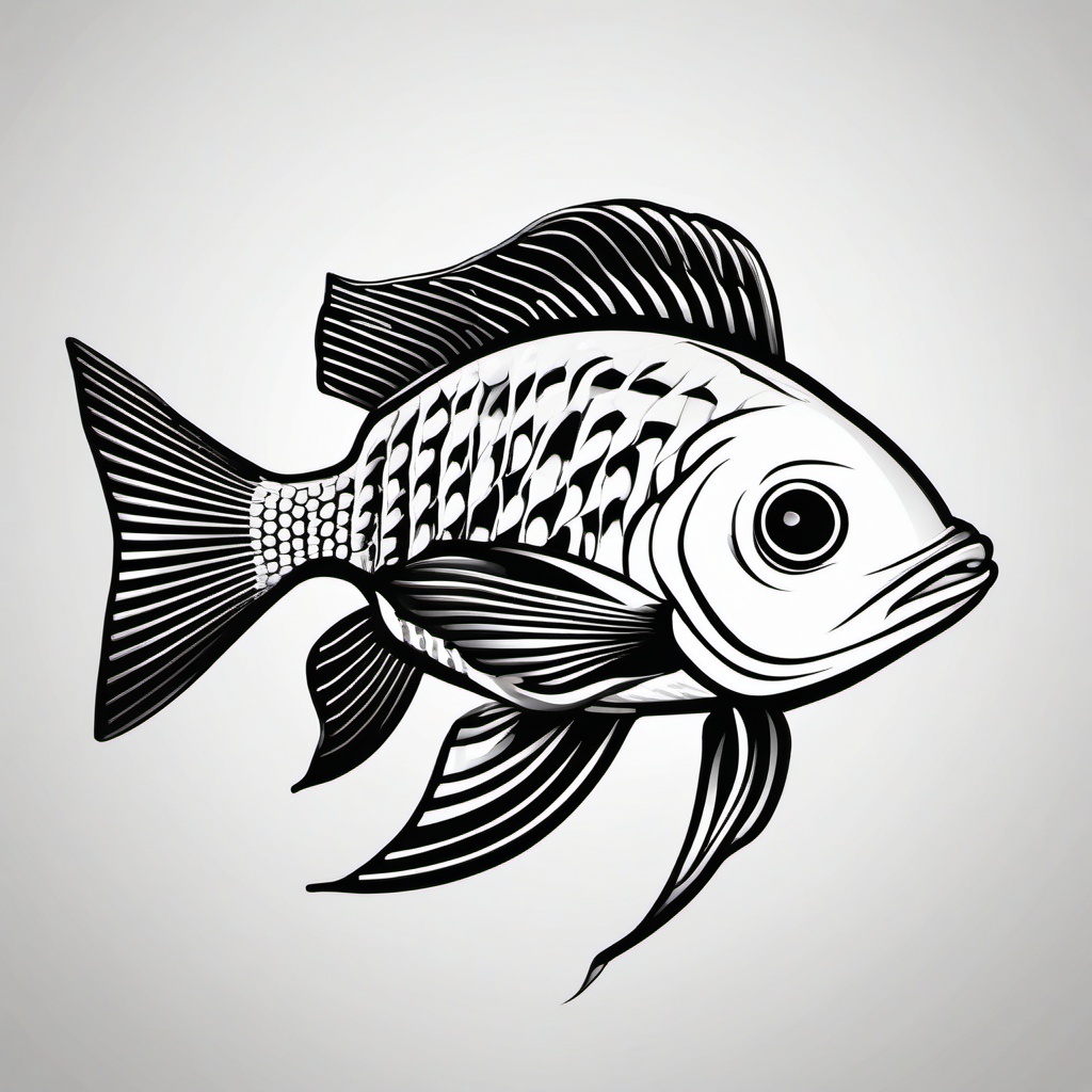 Black and White Clipart Fish,Creating a monochrome aquatic-themed poster with black and white clipart fish  simple, 2d flat