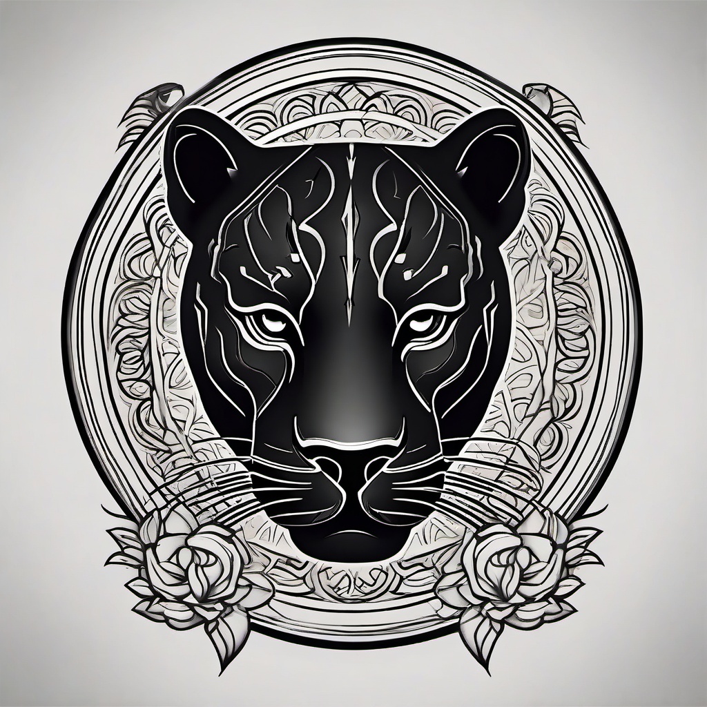 Black Panther Tattoo Traditional-Classic and timeless black panther tattoo design in the traditional style.  simple color tattoo,white background