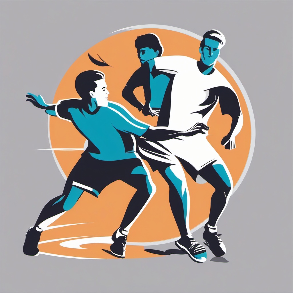 Ultimate Frisbee Pass Clipart - Ultimate frisbee players making a precise pass.  color vector clipart, minimal style