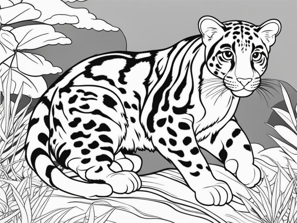 clouded leopards cute animals coloring page 