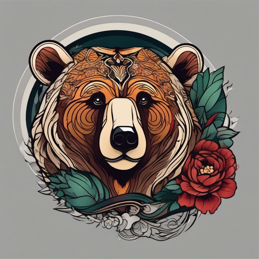 asian bear tattoo  simple vector color tattoo