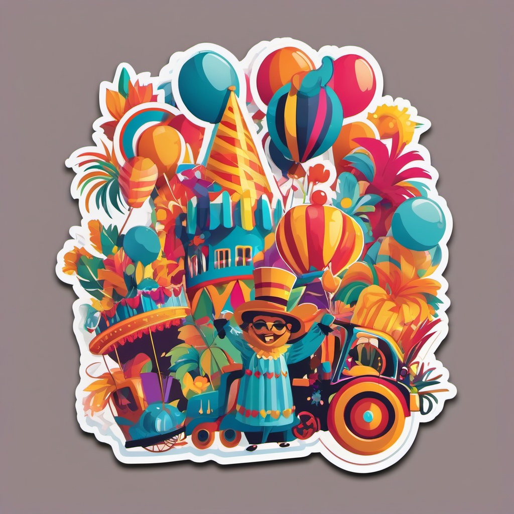 Carnival sticker- Colorful Parade Extravaganza, , sticker vector art, minimalist design