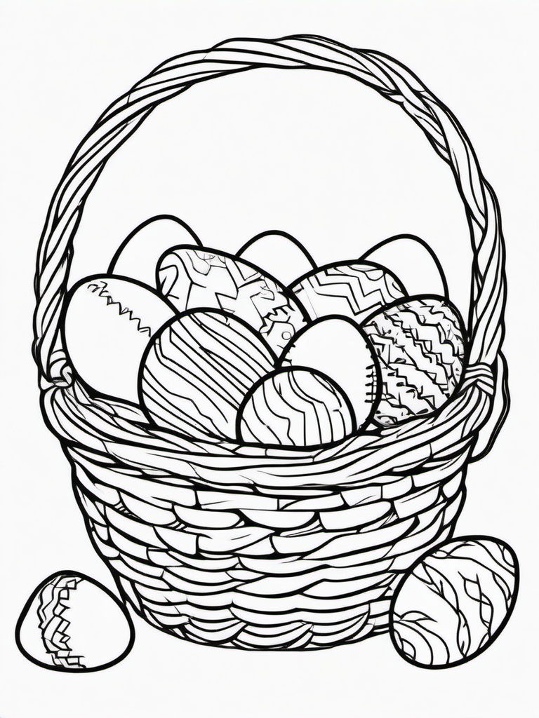 Easter Egg Coloring Pages - Colorful Eggs in a Basket  minimal black outline printable sheet, coloring page