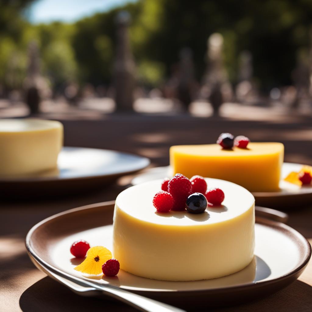 mató de pedralbes, catalan fresh cheese dessert, relished at a picturesque park in barcelona. 