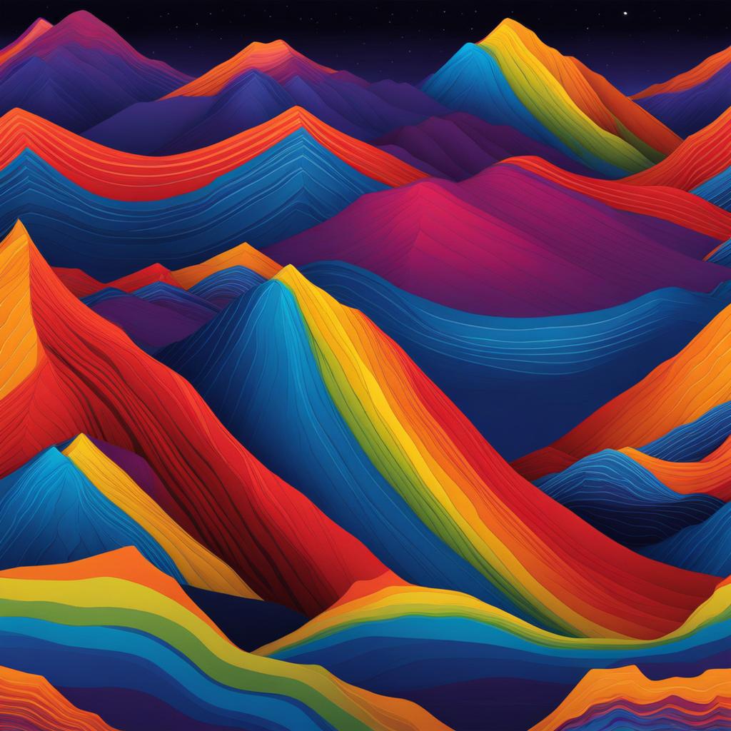 rainbow mountains, peru - illustrate the vibrant colors of peru's rainbow mountains, illuminated by moonlight. 