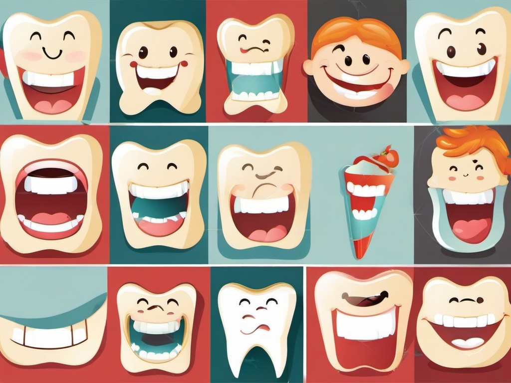 Teeth clipart - set of healthy teeth smiling  