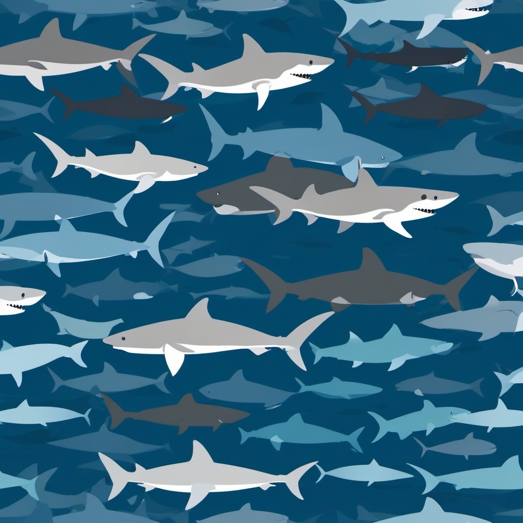 Shark Clipart - Shark swimming in the deep blue sea , minimal, 2d