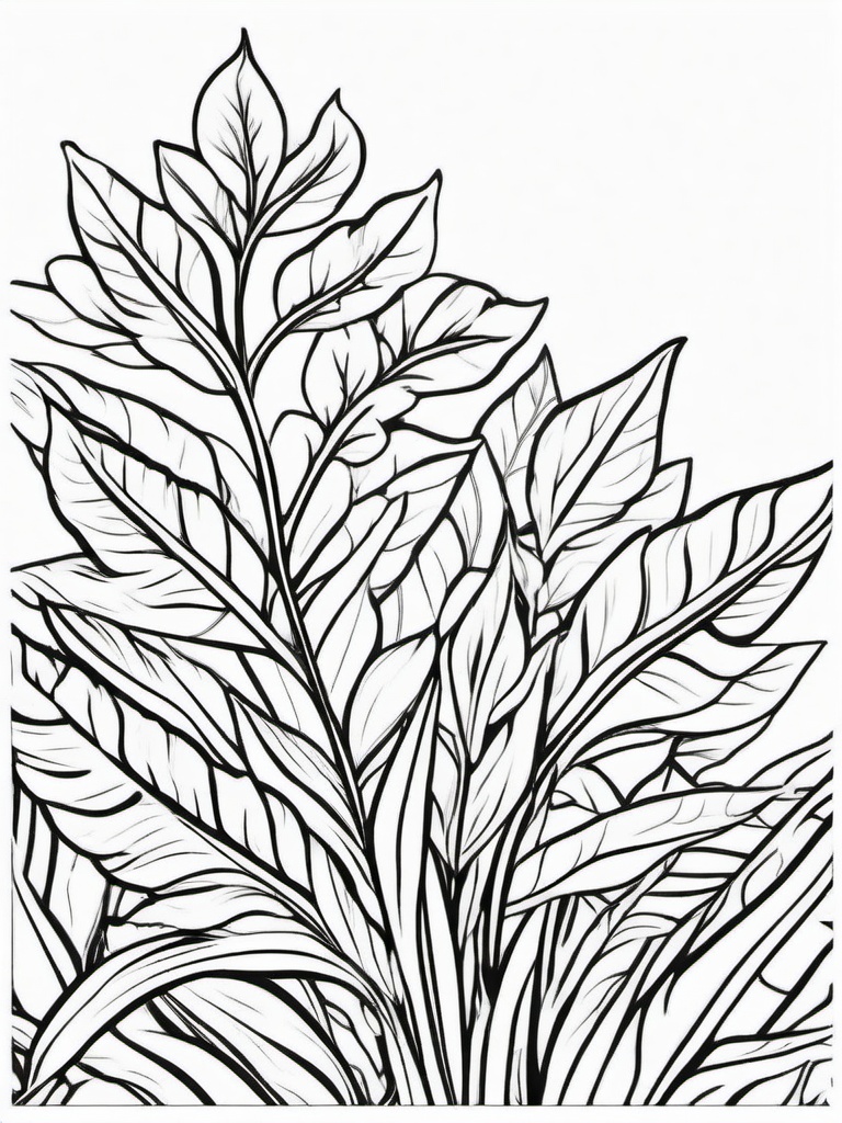 Plant Coloring Pages - Plant with leaves  simple coloring pages