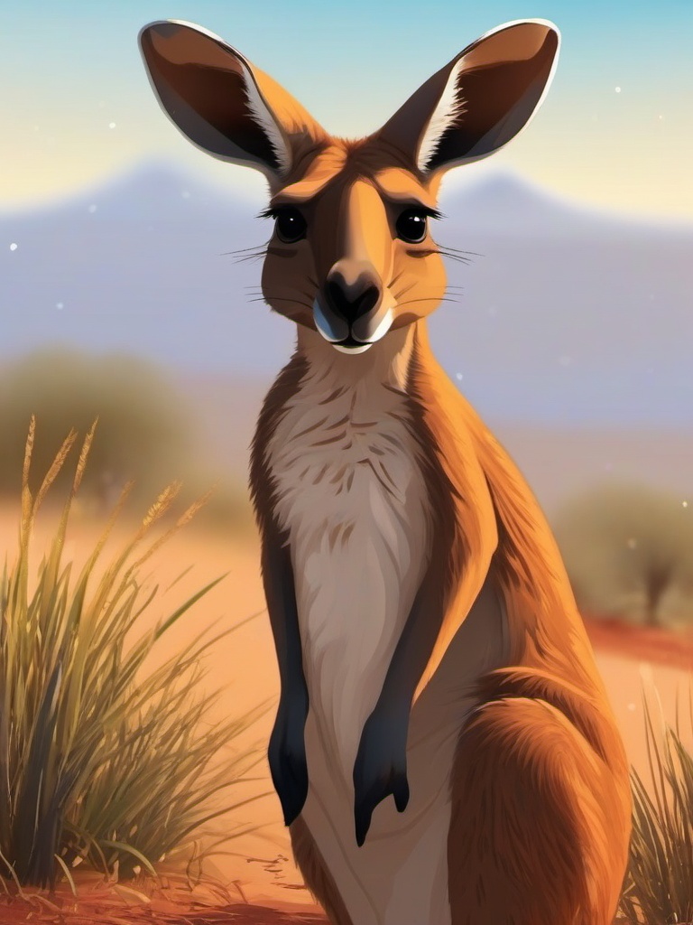 Cute Kangaroo in the Australian Outback  clipart, simple