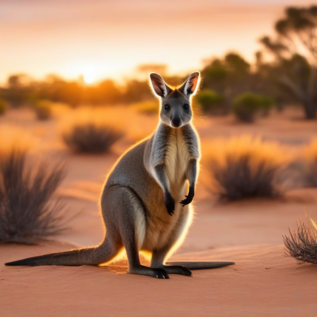 Cute Wallaby in the Australian Outback  clipart, simple