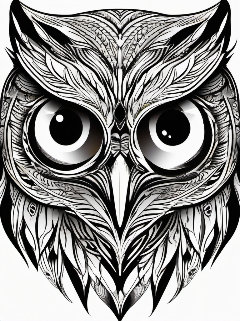 Tattoo Owl Eyes - Showcase the intensity of owl eyes in a captivating tattoo design.  simple color tattoo,vector style,white background