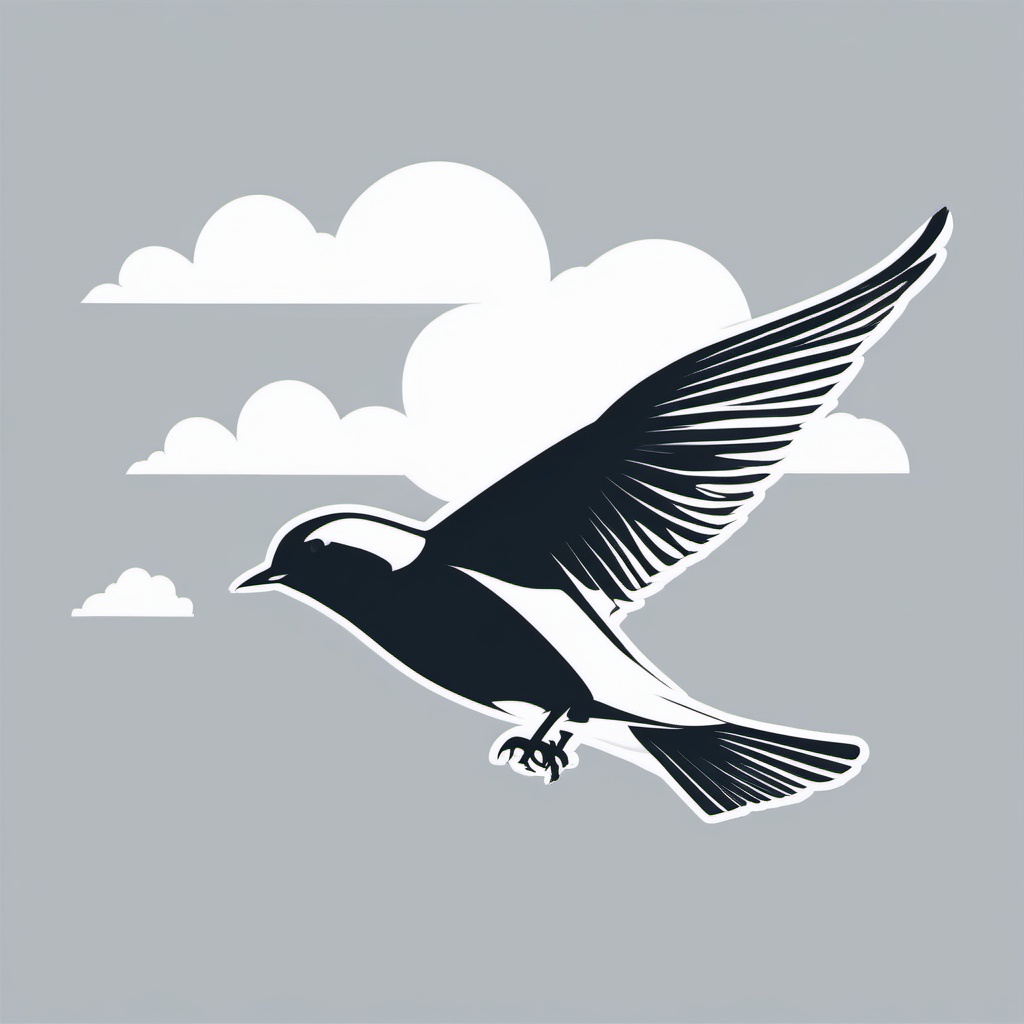 Swift Clipart - Swift bird darting through the clouds , minimal, 2d