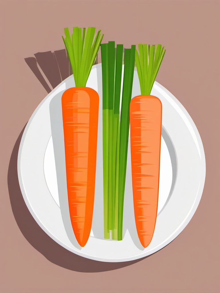 Carrot and Celery Sticks Clipart - Sticks of carrots and celery on a plate.  color vector clipart, minimal style