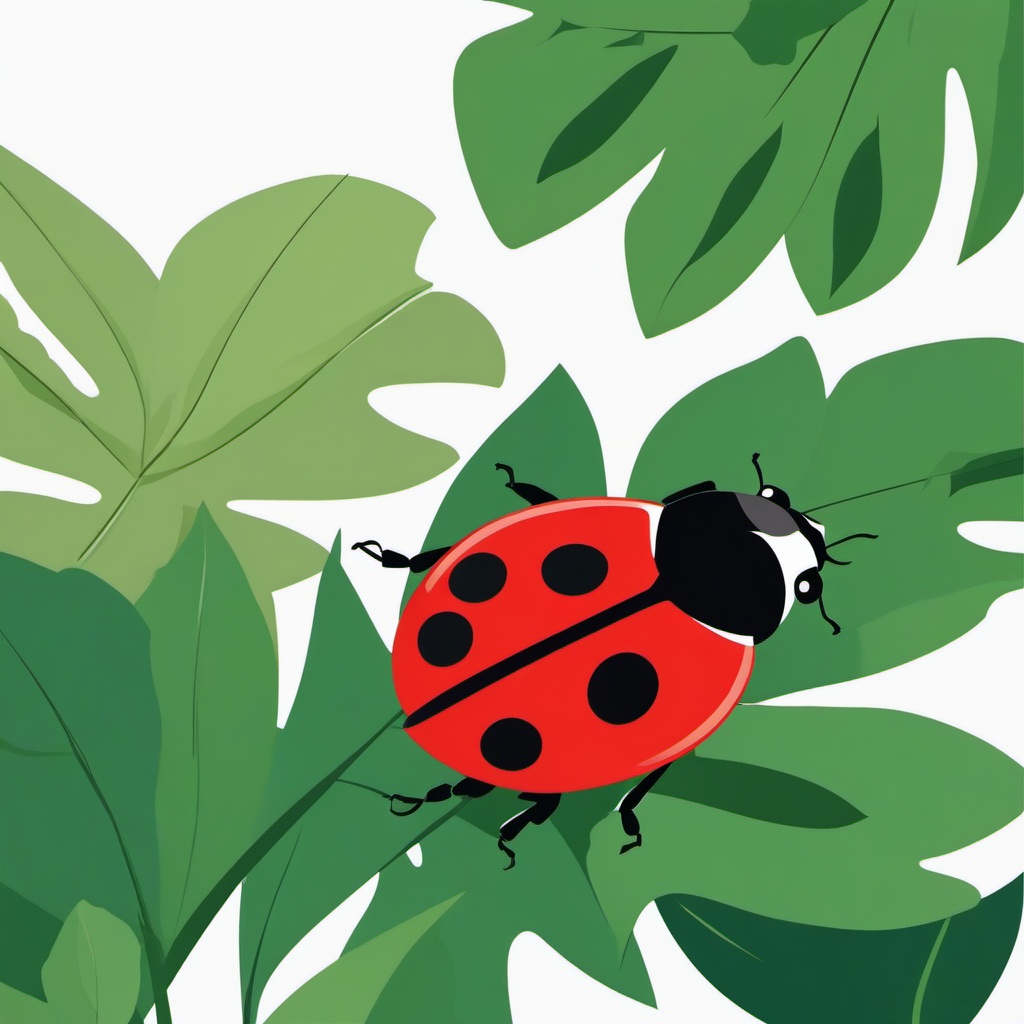 Ladybird clipart - ladybird peeking out from under a leaf  color,minimalist,vector clipart