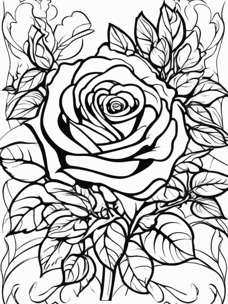 Rose Coloring Pages - Rose with thorns  simple coloring pages