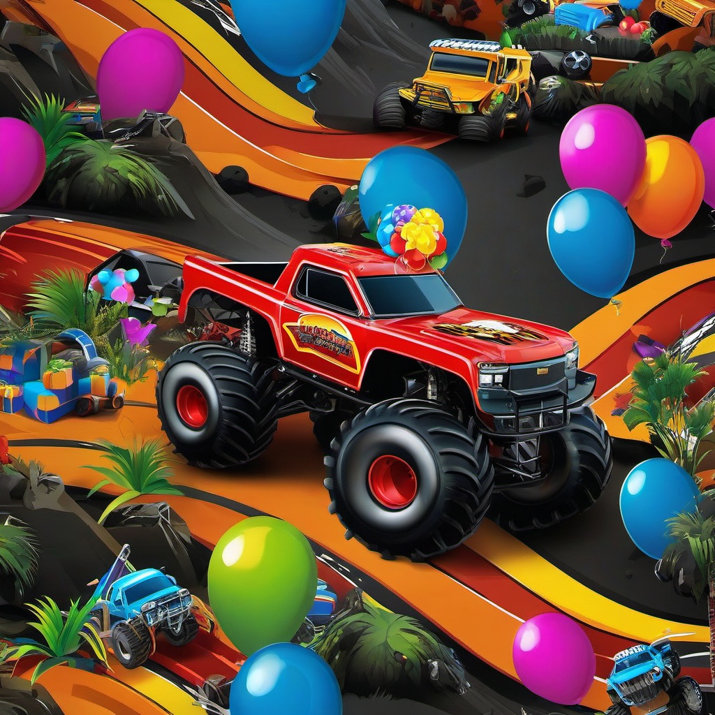 Birthday Background Wallpaper - monster truck backdrop  