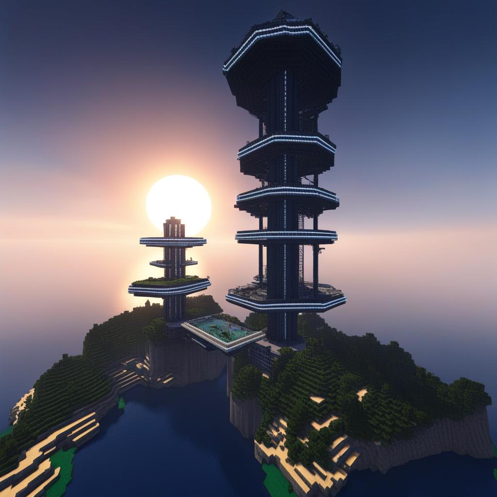 space elevator station connecting earth to outer space - minecraft house design ideas minecraft block style