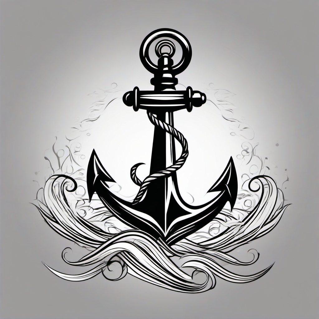 anchor wave tattoo  simple vector tattoo design