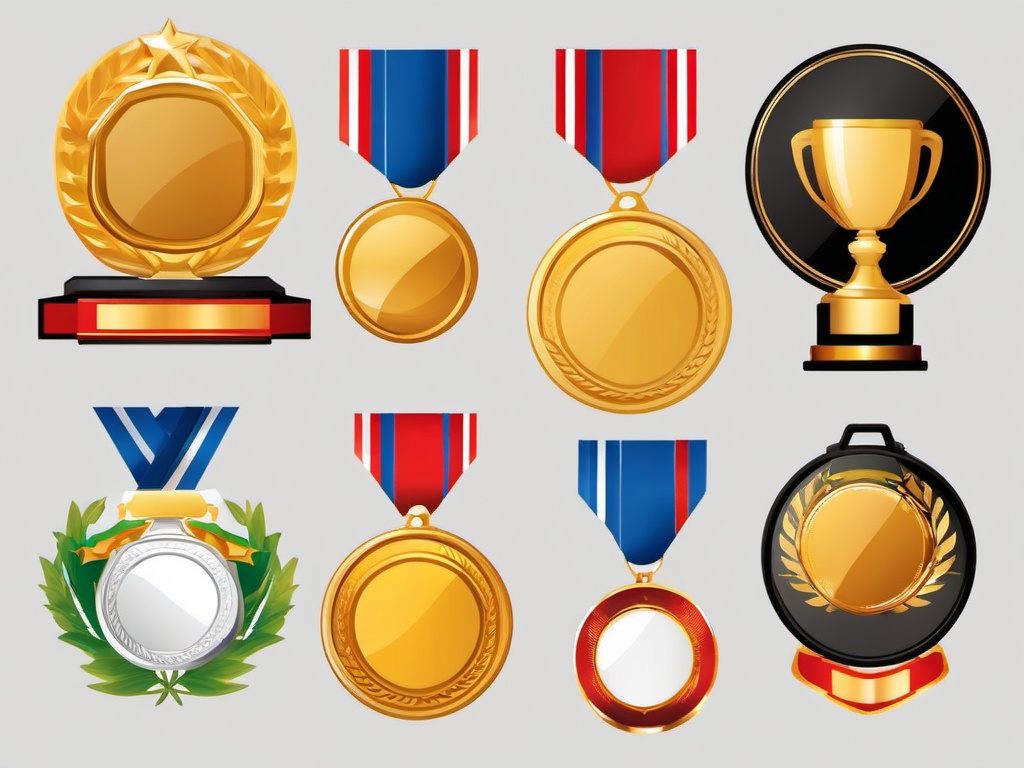 Sport clipart - sports medals and trophies  vector clipart