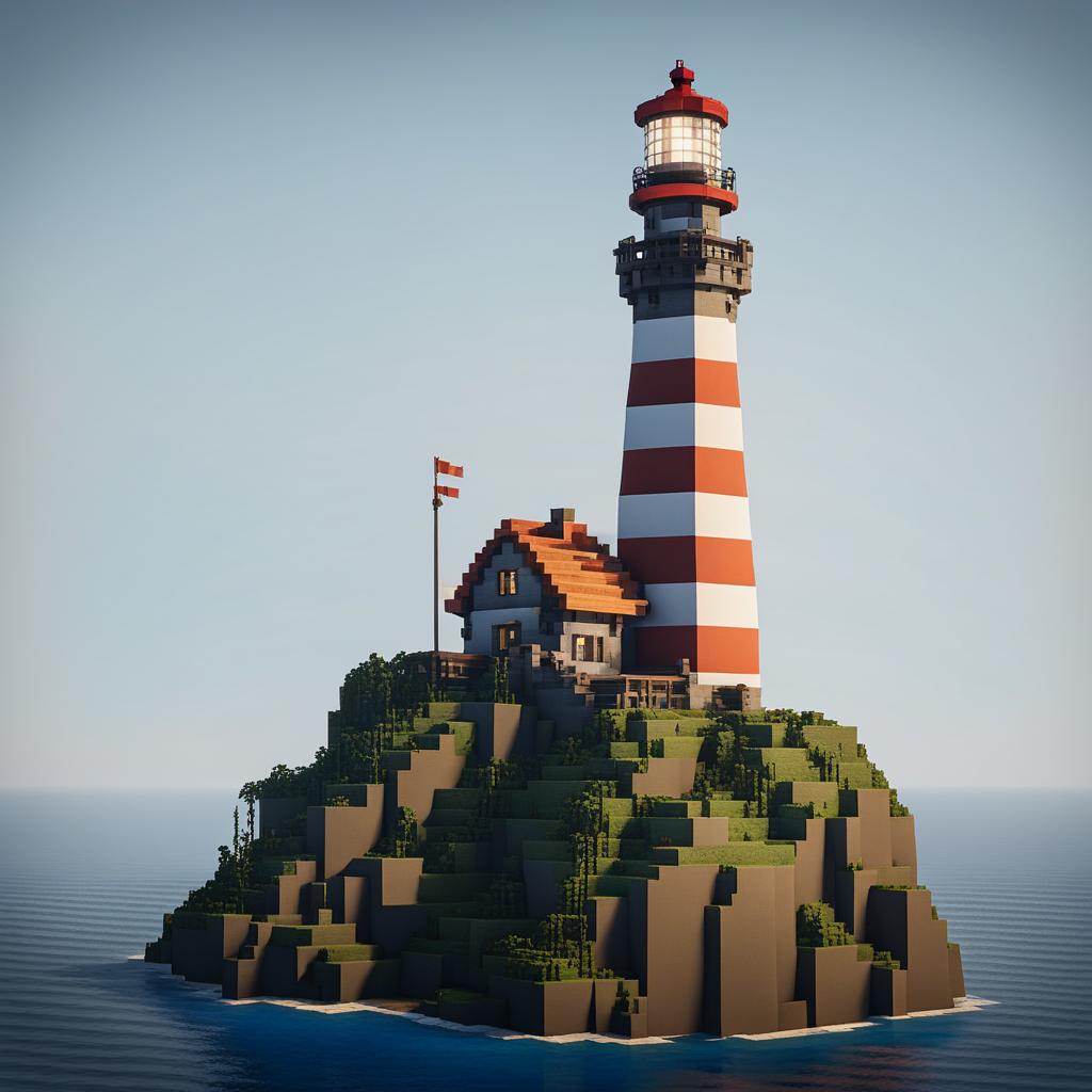 lighthouse on a craggy cliff to guide ships safely - minecraft house ideas minecraft block style