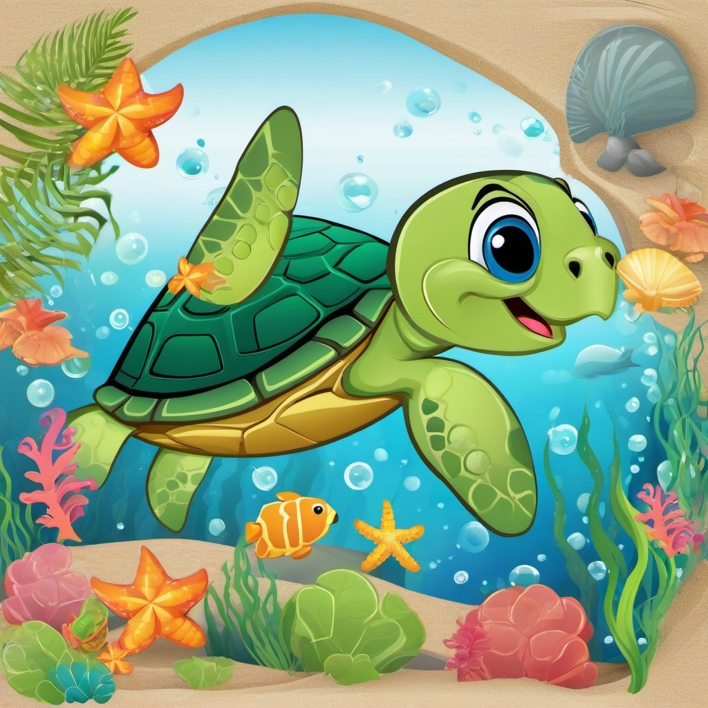 Sea Turtle clipart - cute sea turtle cartoon  clipart