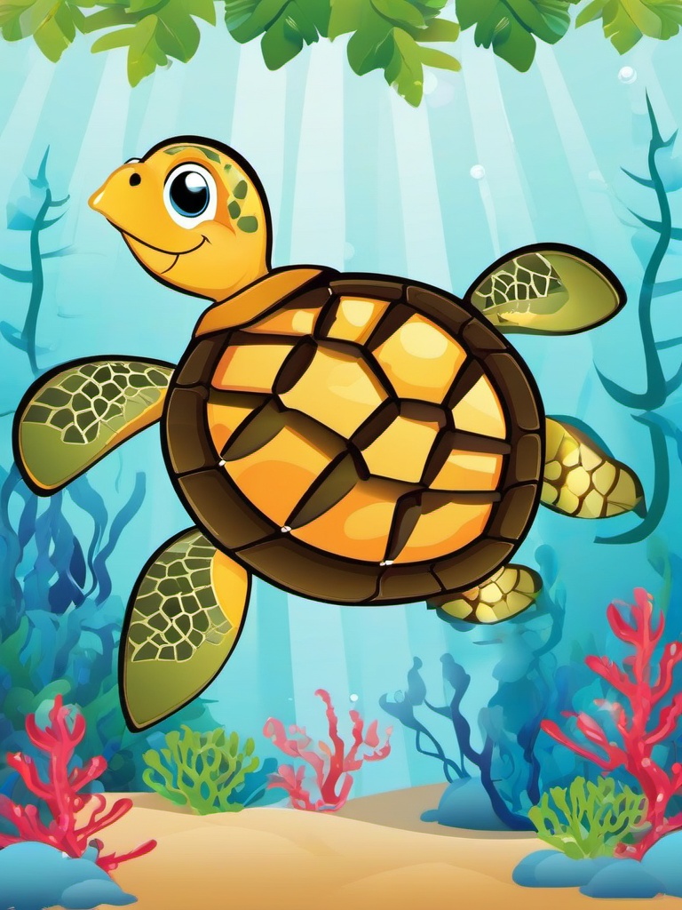 Sea Turtle clipart - sea turtle with colorful fish  clipart