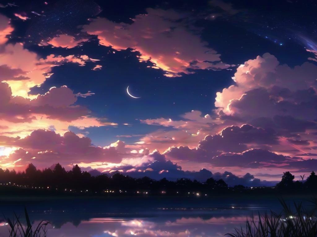 Anime Sky Background Night  ,desktop background wallpaper