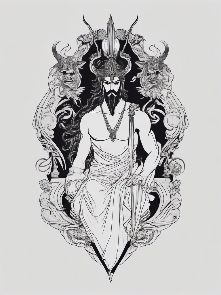 greek mythology hades tattoo  simple tattoo,minimalist,white background