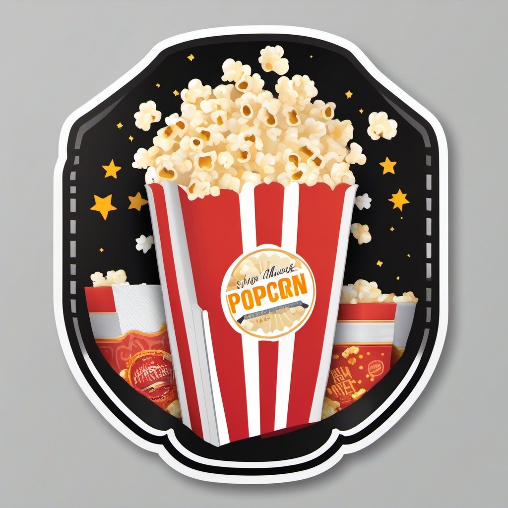 Popcorn Box Sticker - Movie night snack, ,vector color sticker art,minimal