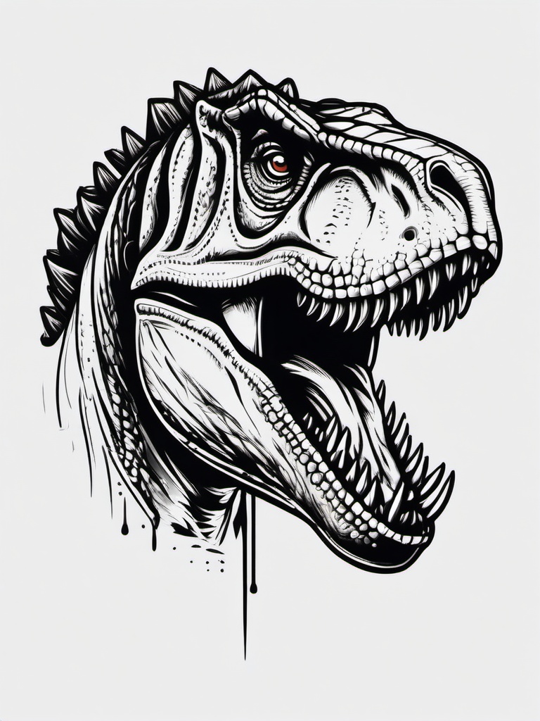 Dinosaur T Rex Tattoo - Celebrate the iconic T-Rex with a detailed and captivating dinosaur-themed tattoo.  simple vector color tattoo,minimal,white background