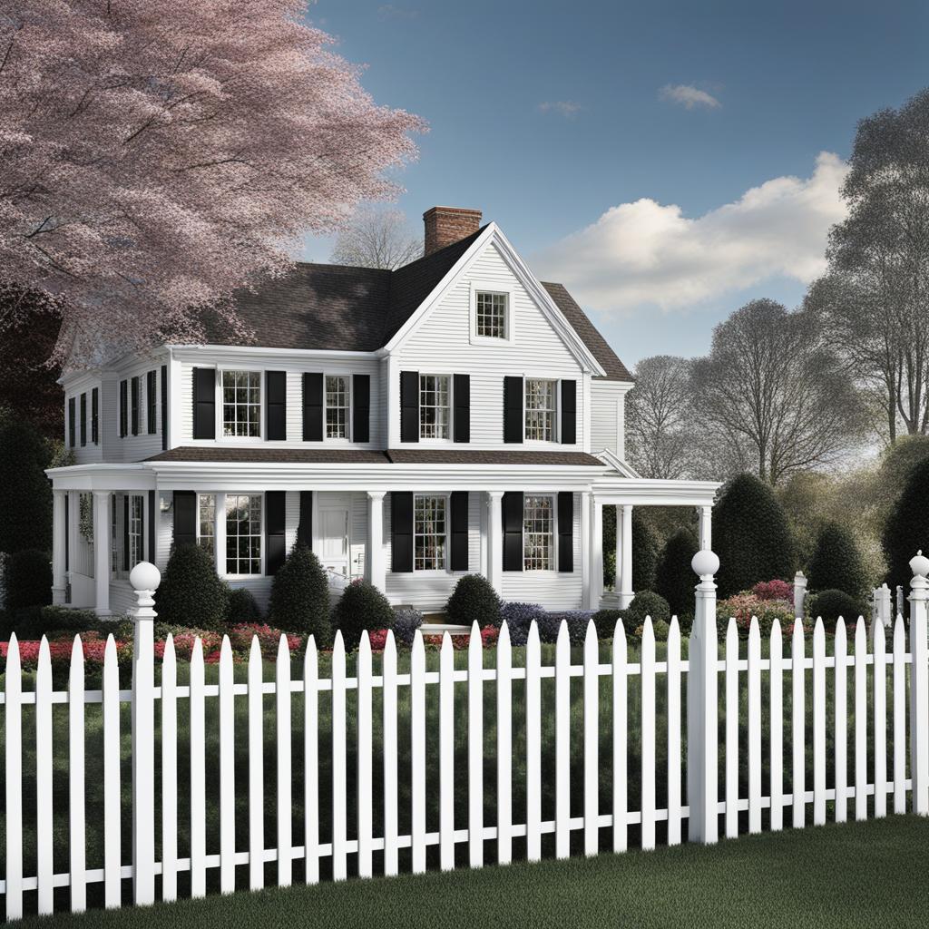 american colonial homes, with white picket fences, evoke nostalgia in new england, usa. 