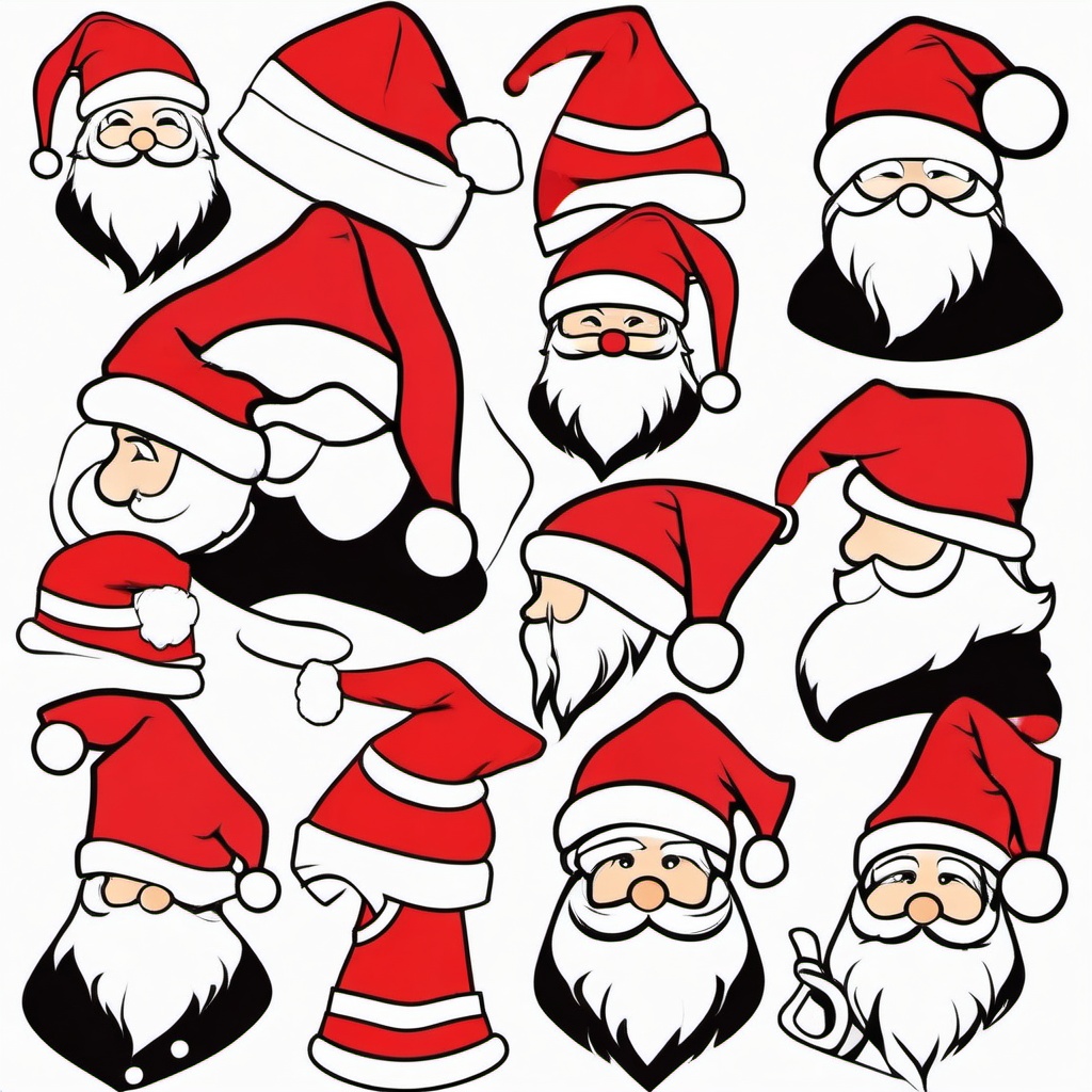 Santa Claus Hat Clip Art,Designing a Santa-themed coloring book  simple, 2d flat