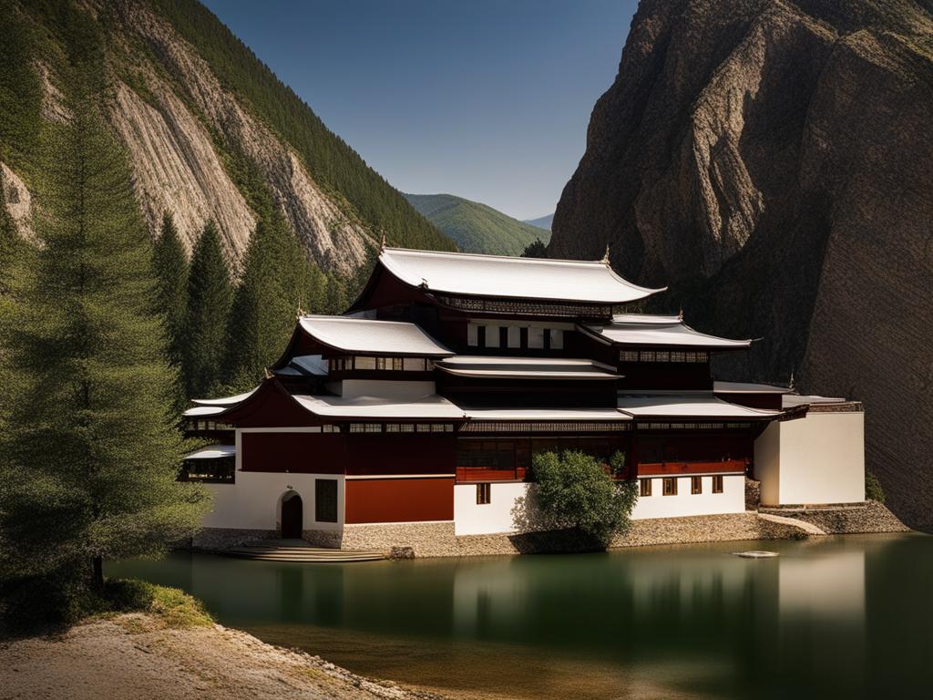 mountain monastery, a tranquil monastery perched high in the mountains, offering serenity and solitude. 