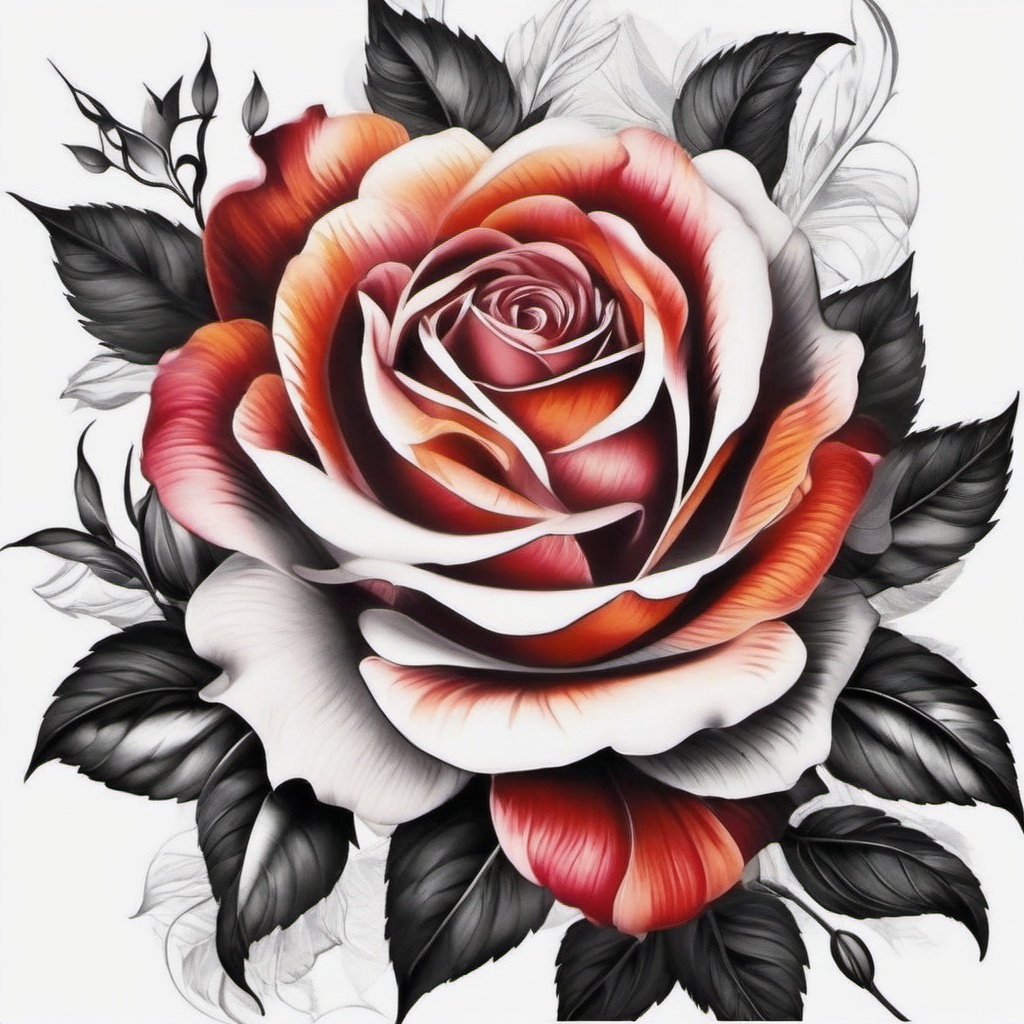 fire rose tattoo meaning  simple color tattoo,white background