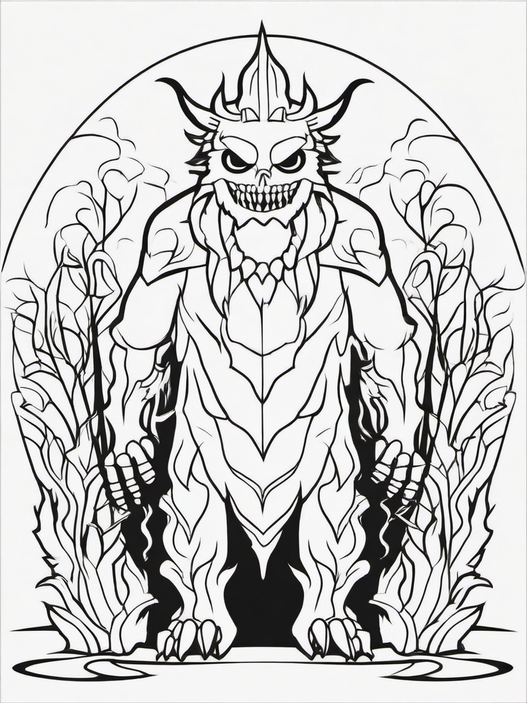 Monster Coloring Pages - Scary Creatures for Halloween Night  minimal black outline printable sheet, coloring page