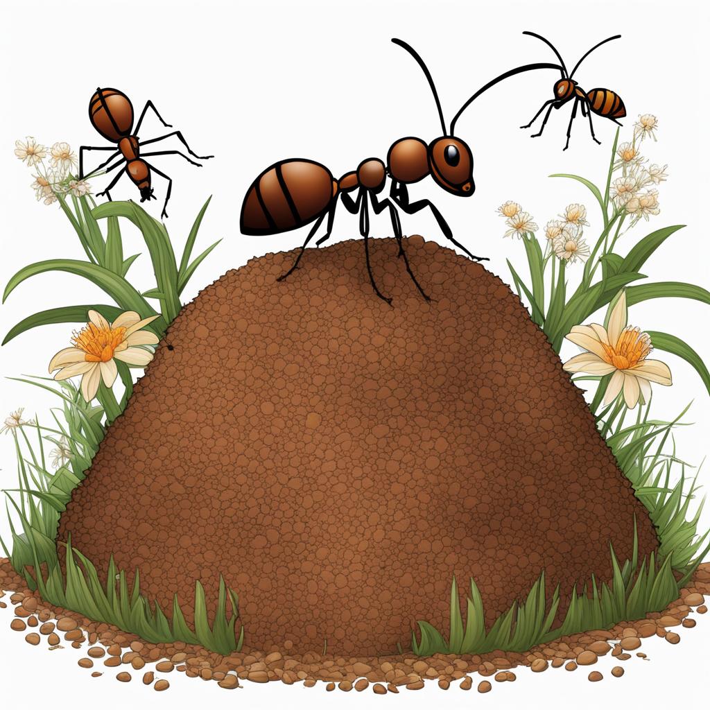 ant clipart: collaborating to build an intricate anthill. 