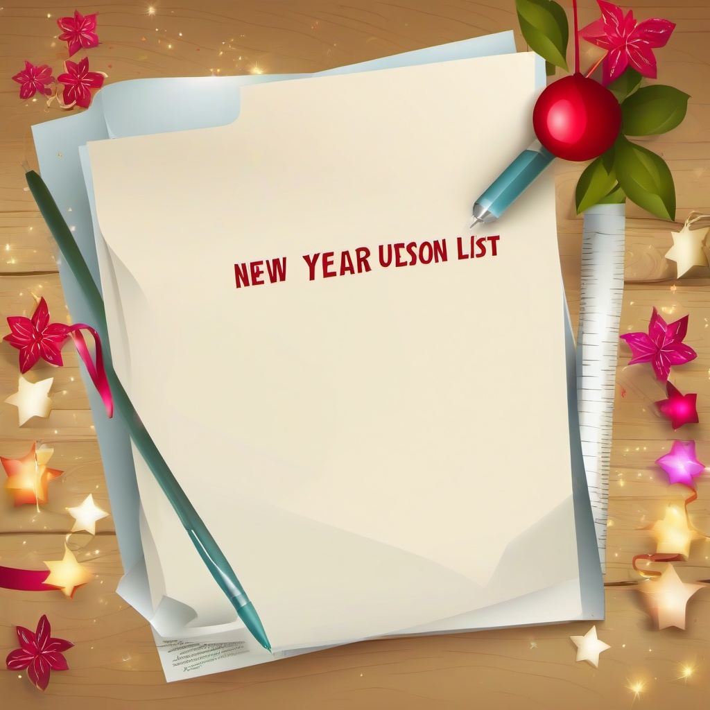 New Year clipart - New Year’s resolution list on a table  