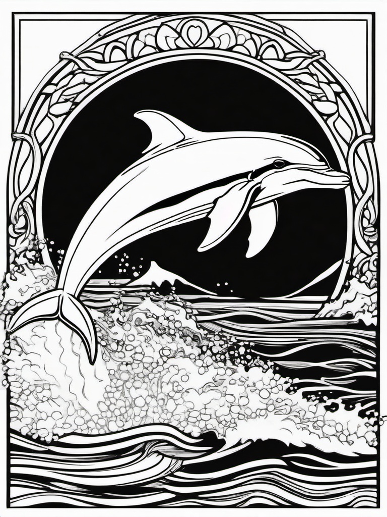 Sea Animal Coloring Pages - Majestic dolphin jumping out of the waves  simple coloring pages