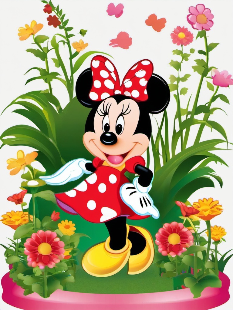 Minnie Mouse clipart - Minnie Mouse in a garden  vector clipart