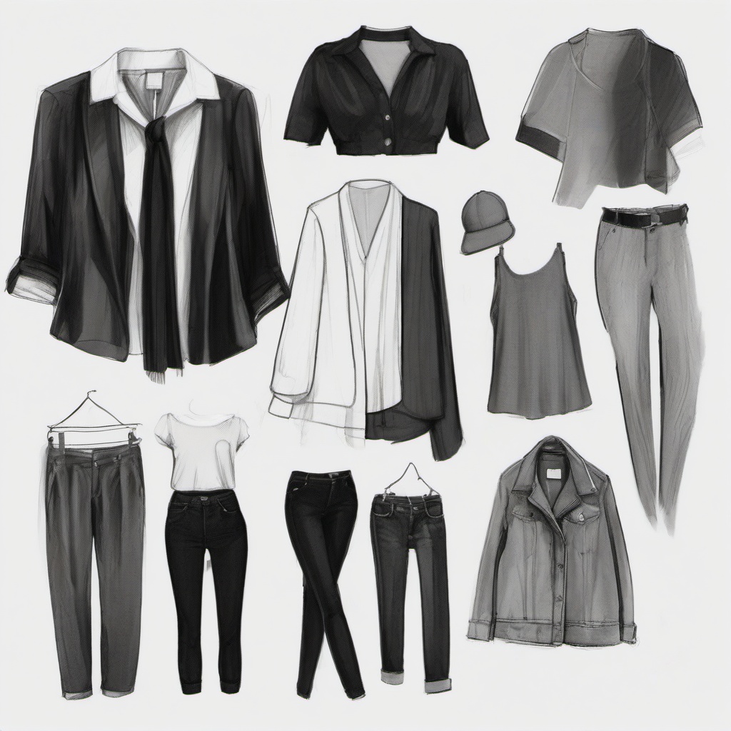 sketch of clothes  minimal rough sketch scribbles,doodles,black and white