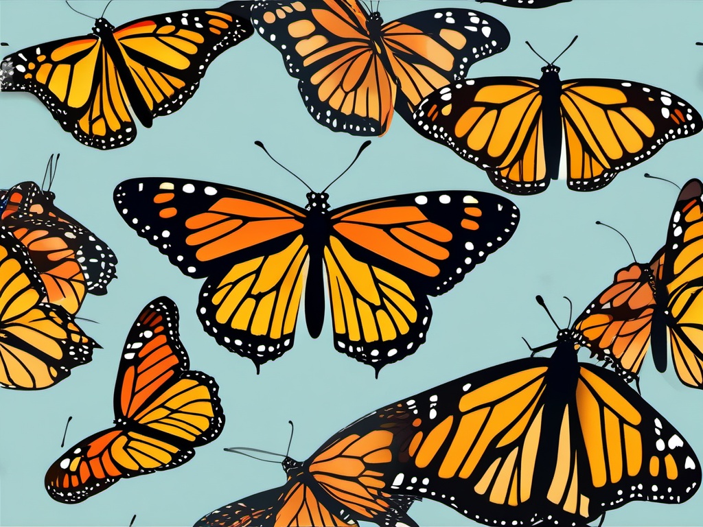 Monarch Butterfly clipart - Iconic butterfly species migrating in swarms, ,color clipart vector style