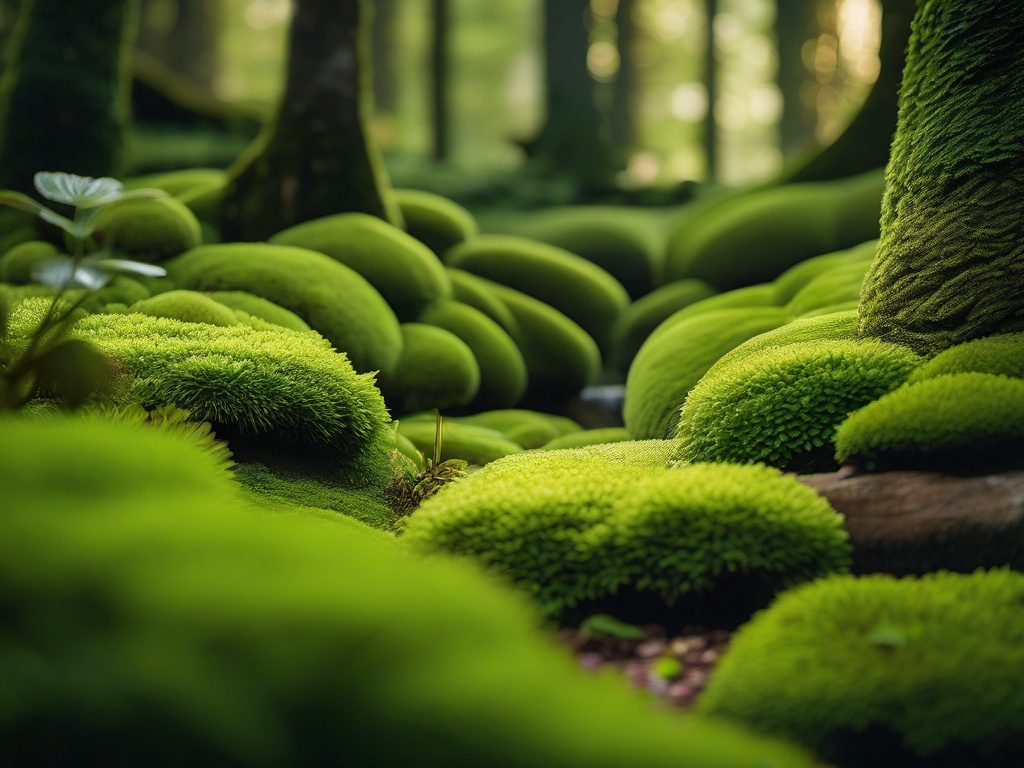 Mossy Wonderland Garden - Design a garden filled with lush green moss for a magical look. realistic, professional photography, bokeh, natural lighting, canon lens, shot on dslr 64 megapixels sharp focus