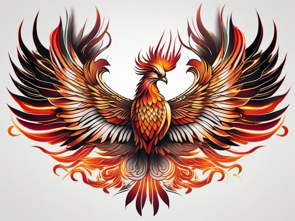 Japanese phoenix tattoo, Tattoos inspired by Japanese culture featuring the iconic phoenix. , color tattoo designs, white clean background