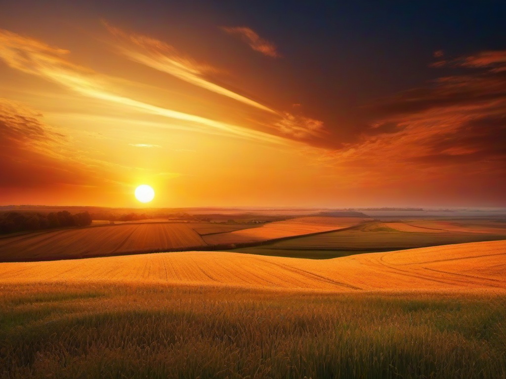 Sunset Wallpaper - Warm glow on endless fields.  sunset background