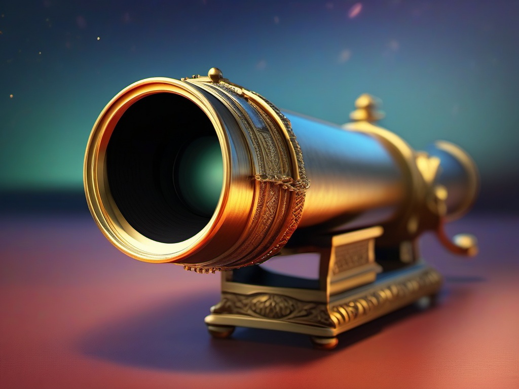 Old-Fashioned Telescope - An old-fashioned telescope with a brass finish hyperrealistic, intricately detailed, color depth,splash art, concept art, mid shot, sharp focus, dramatic, 2/3 face angle, side light, colorful background