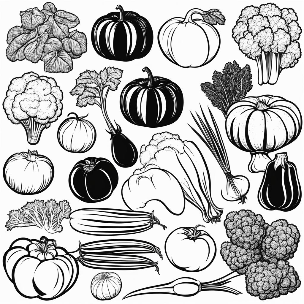 vegetables clipart black and white 