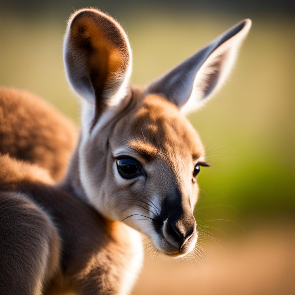 cute baby kangaroo, or joey, peeking out from its mother's pouch. 