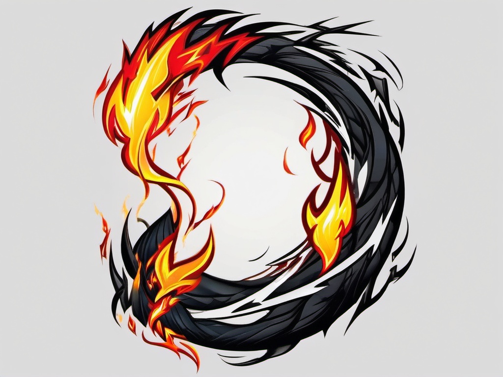 fire and lightning tattoo  simple color tattoo,white background